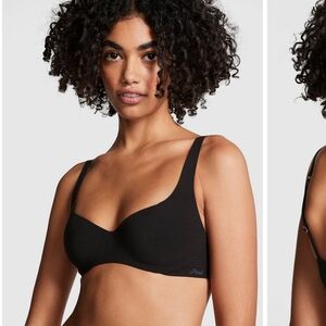 Pink Lightly Loungin Black Bra Small